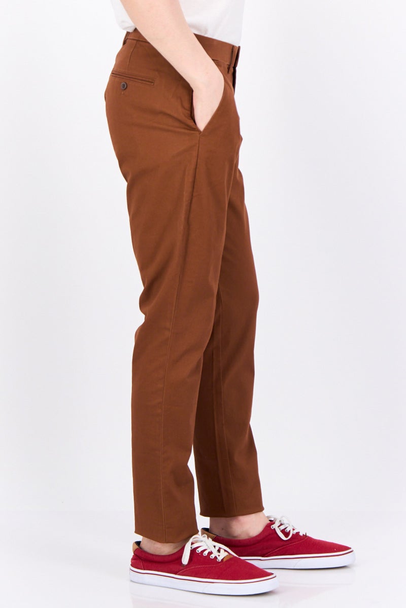 GAP Men Slim Fit Solid Chino Pants, Brown - Image 3