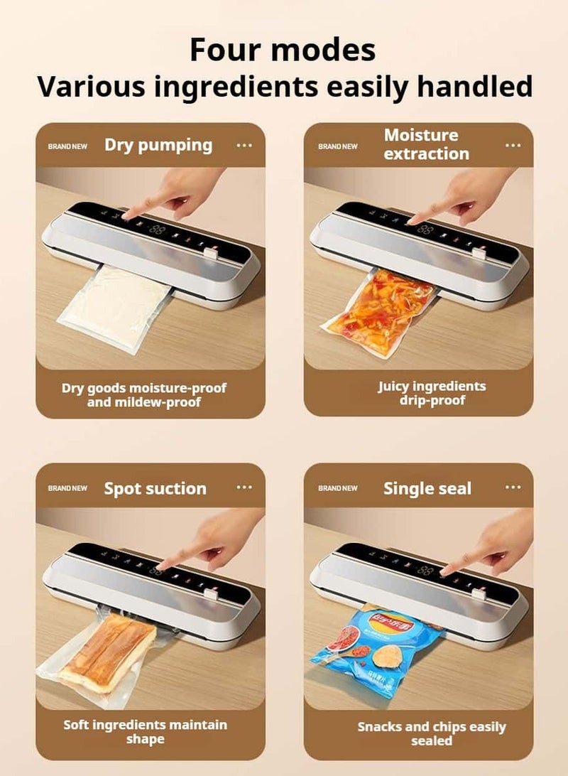 أديلي جهاز شفط الهواء من أكياس الطعام الأوتوماتيكي مع 7 أوضاع جافة ورطبة، يشمل 10 أكياس تفريغ لحفظ الطعام والتخزين طويل الأمد - Image 3