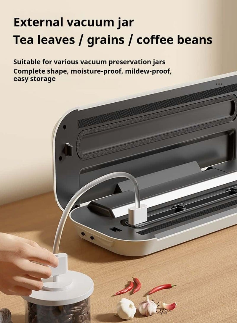 أديلي جهاز شفط الهواء من أكياس الطعام الأوتوماتيكي مع 7 أوضاع جافة ورطبة، يشمل 10 أكياس تفريغ لحفظ الطعام والتخزين طويل الأمد - Image 4