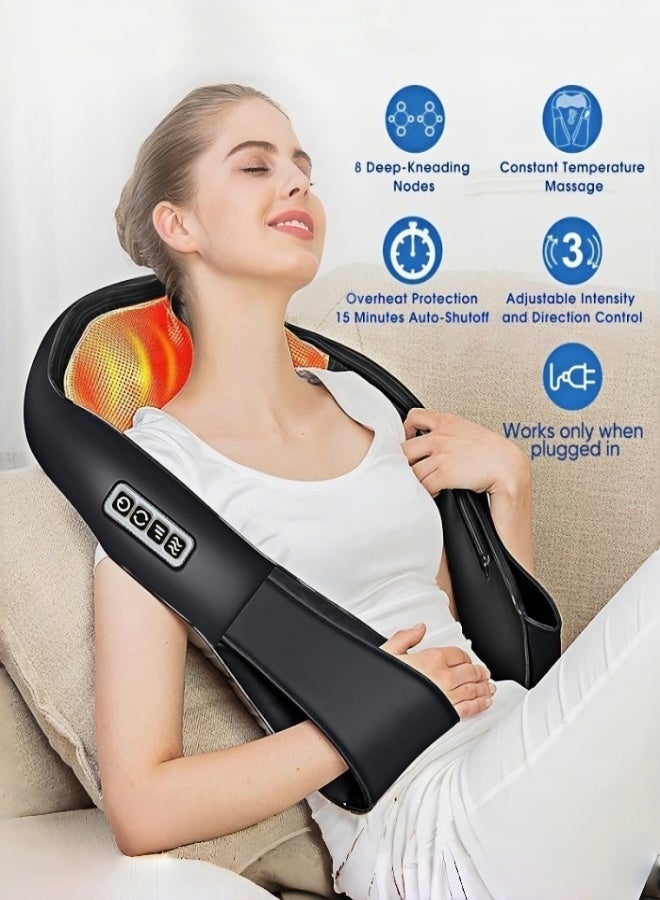 جهاز تدليك شياتسو للظهر والرقبة، جهاز تدليك للظهر، تدليك عميق للأنسجة، تدليك الرقبة والكتفين مع خاصية التسخين، وسادة تدليك كهربائية للكتفين والساقين وعضلات الجسم، أفضل الهدايا للنساء والرجال - Image 2
