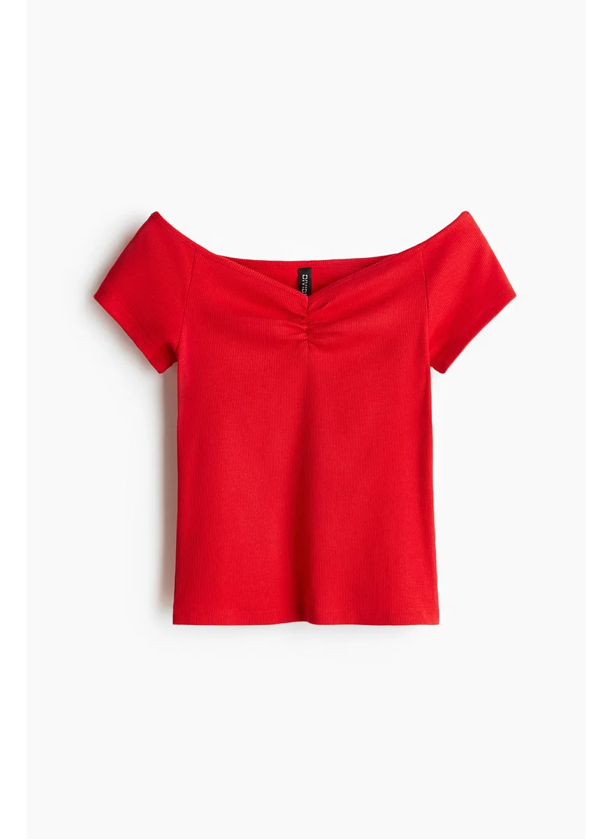 H&M Ribbed Boat-Neck Top