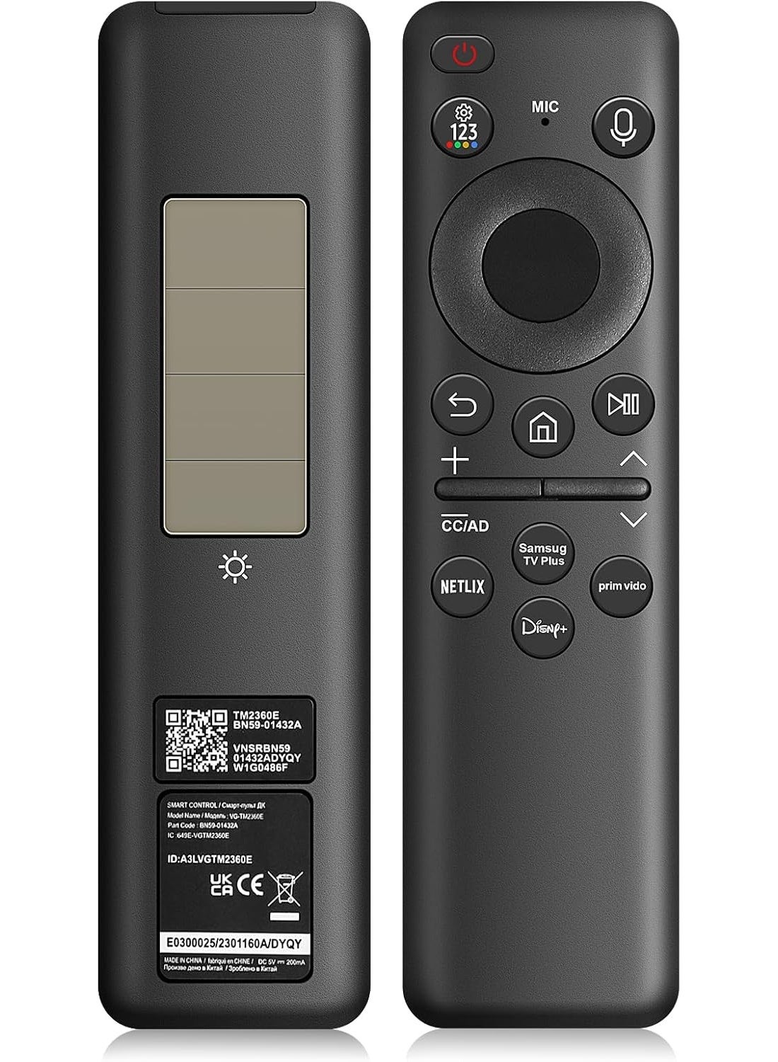 BN59-01432A Solar Voice Remote Replacement for Samsung TV Remote with Bluetooth Rechargeable Solar Cell, Compatible with Samsung TV 2023 2024 Neo QLED Smart 8K HDR Ultra HD TVs VG-TM2360E