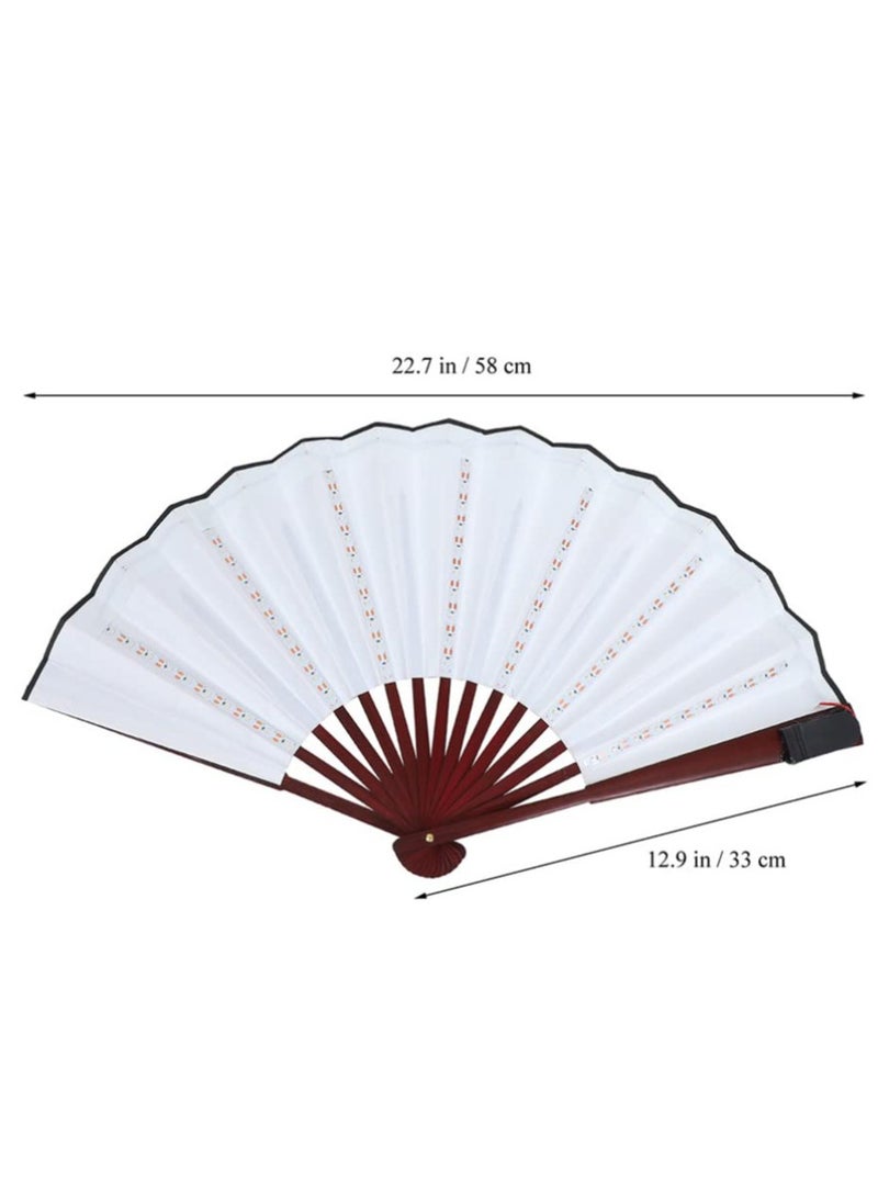 SYOSI 2PCS LED Flashing Hand Fan Chinese Bamboo and Nylon Cloth Light up Folding Hand Fan Stage Performance Props Fan Music Festival Party Ornaments  - Image 5