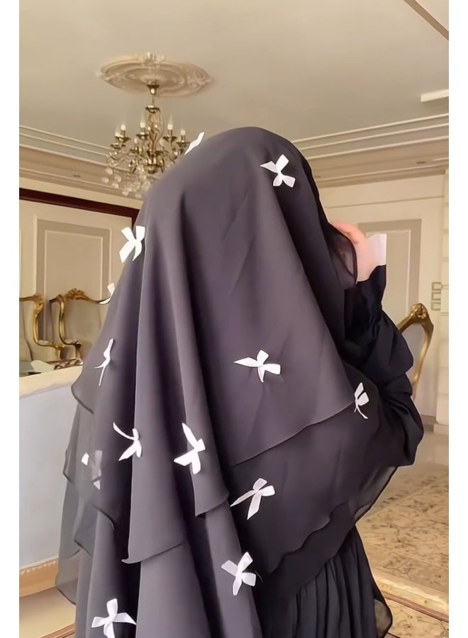 شيفون حجاب قوس حزام الرأس يرتديه النساء للصلاة وعيد الفطر وحجاب متكامل وحجاب - Image 4