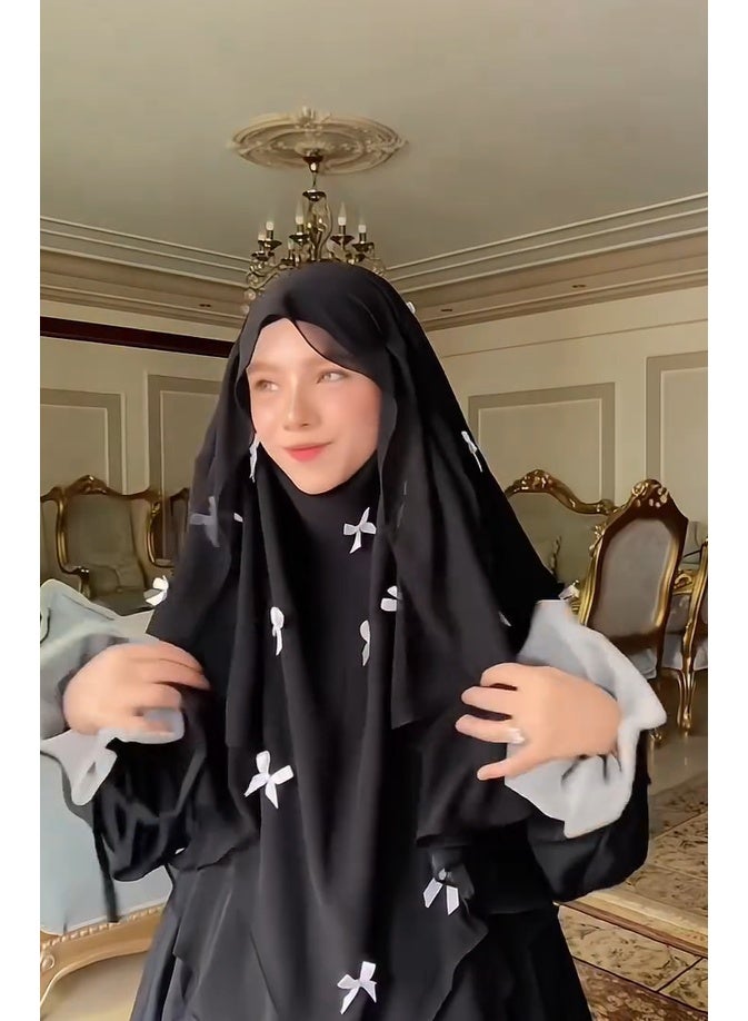 شيفون حجاب قوس حزام الرأس يرتديه النساء للصلاة وعيد الفطر وحجاب متكامل وحجاب - Image 3
