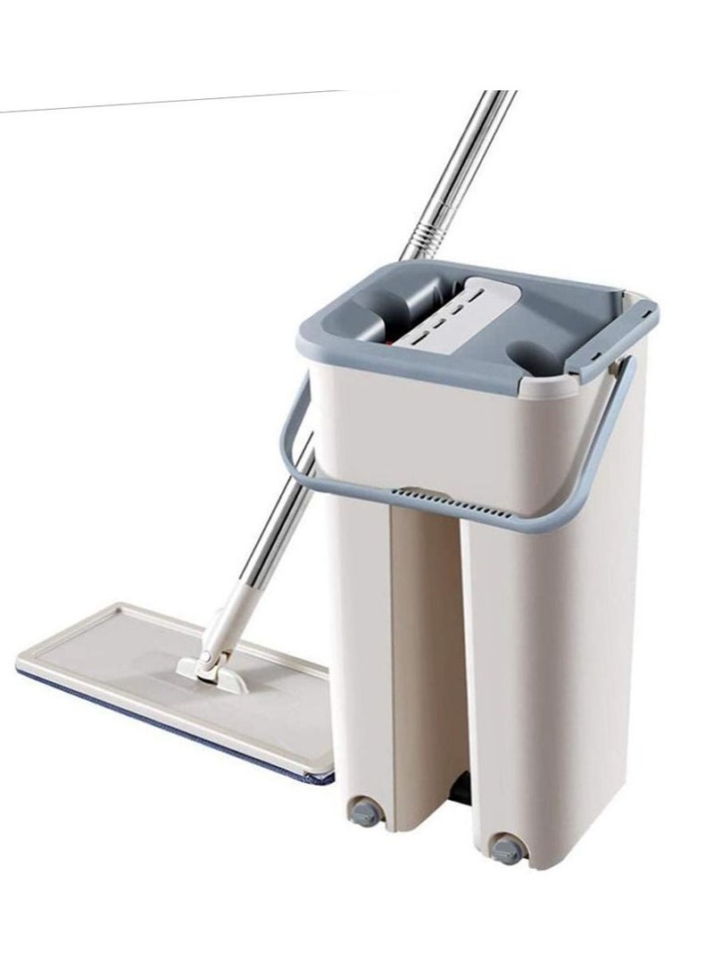 DubaiGallery Wringing Flat Bucket Hand Washing Flat Mop Telescopic Rod Microfiber Mop Set Bathroom Kitchen Floor Cleaner  - Image 2