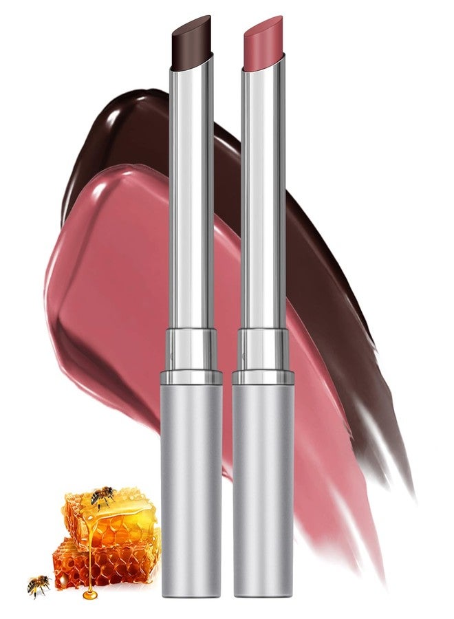 NICEFACE 2Pcs Honey Lipstick Tinted Lip Balm - Sheer Hydrating & Nourishing Lipstick for All Skin Tones - Moisturizing Lip Color, Long-Lasting Natural Cherry Glossy Lip Tint (Black & Pink) - Image 1