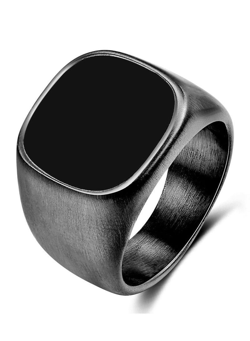 Loquat Stainless Steel Solid Polished Signet Ring