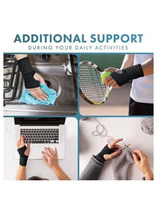 2Pcs Wrist Hand Brace Elastic Support with Adjustable Strap Ideal for Carpal Relief Tendonitis Sprains Injury or Sports Use no Metal bar Without inhibiting Flexibility Left Right Black - view 5