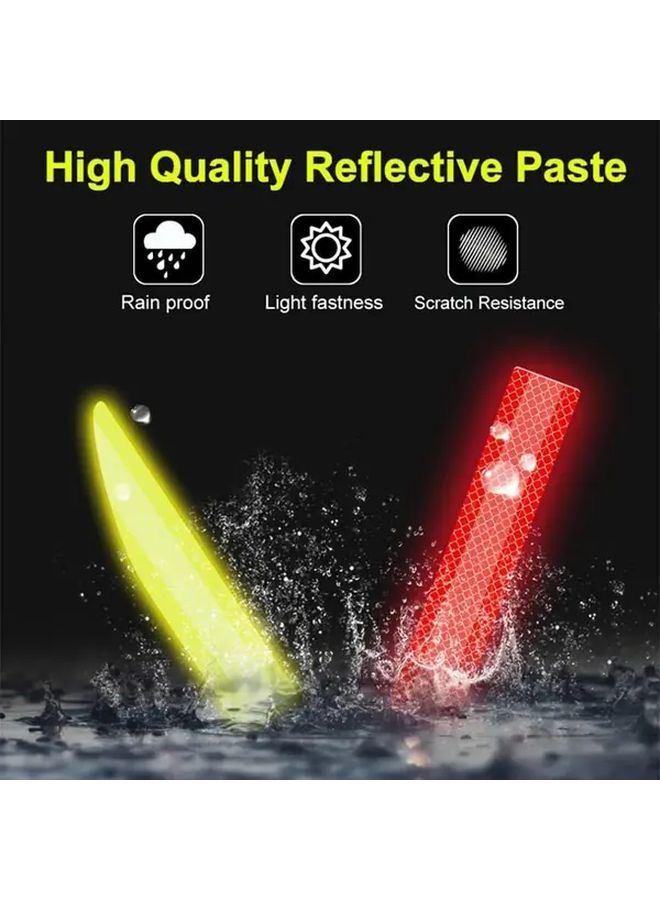 2 Pcs Yellow Car Strong Reflective Stickers Bumper Trunk Mirror Waterproof Self Adhesive High Visibility At Night - Image 3