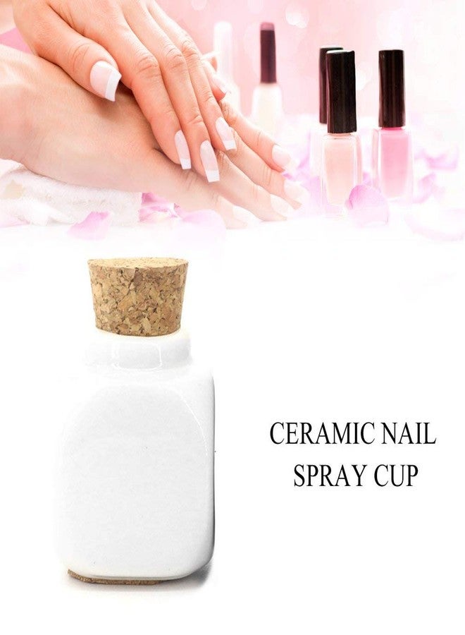 USRommaner 1 Pcs Tiny Porcelain Dappen Dish with Anti-evaporation Wooden Cork Top,Nail Art Acrylic Liquid Porcelain Dappen Cup Monomer Dappen Dish Glitter Powder Container Holder (White) - Image 5