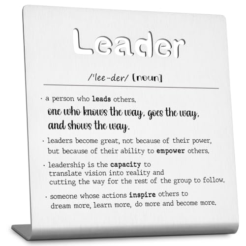 FOKCBOCM Thank You Leader Gifts for Boss Mentor Teacher Retirement Farewell Going Away New Job Leaving Gift Birthday for Leader Mentor Leader Definition Decorative Sign. - Image 1