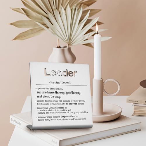 FOKCBOCM Thank You Leader Gifts for Boss Mentor Teacher Retirement Farewell Going Away New Job Leaving Gift Birthday for Leader Mentor Leader Definition Decorative Sign. - Image 2