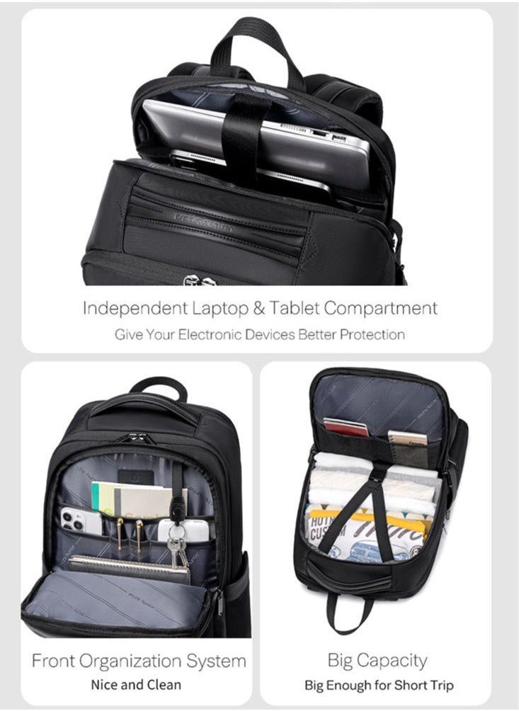ARCTIC HUNTER Business Travel Laptop Backpack, Durable Large School Laptop Bag Office Back Bag with Laptop and Tablet Compartment for Men, Black  - Image 4