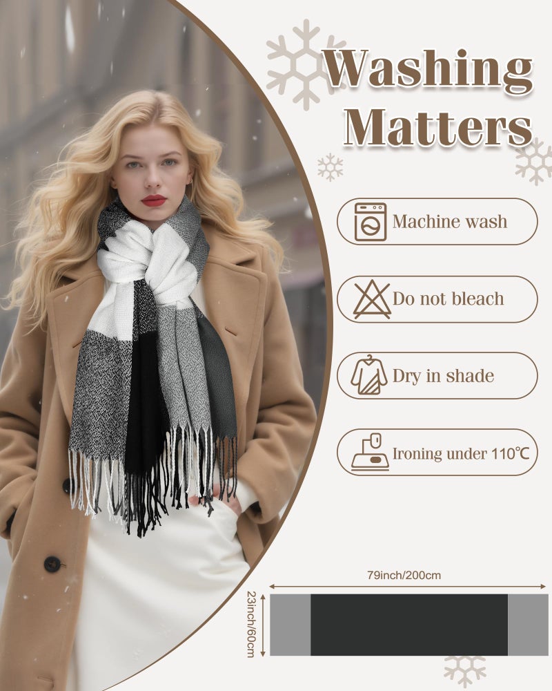 YSense Winter Scarf for Women, Fashion Long Plaid Scarves Warm Big Tartan Blanket Wrap Shawl Ladies Gifts - Image 4
