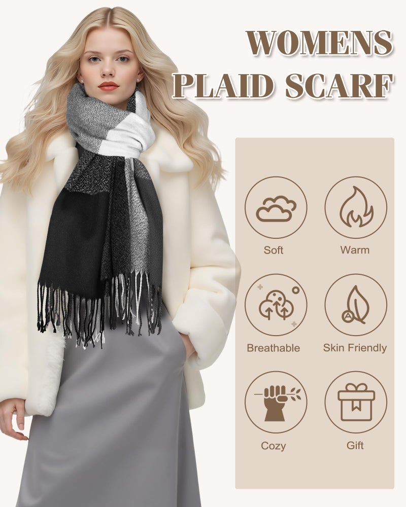 YSense Winter Scarf for Women, Fashion Long Plaid Scarves Warm Big Tartan Blanket Wrap Shawl Ladies Gifts - Image 3