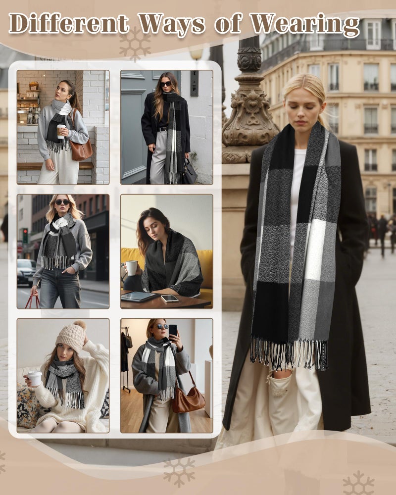 YSense Winter Scarf for Women, Fashion Long Plaid Scarves Warm Big Tartan Blanket Wrap Shawl Ladies Gifts - Image 5