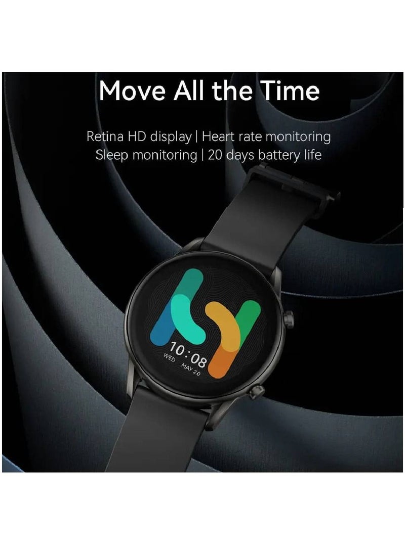 miYou RT2 HD Screen Heart Rate Monitor 12 Sport Models IP68 Waterproof Bluetooth Calling Smartwatch Black  - Image 2