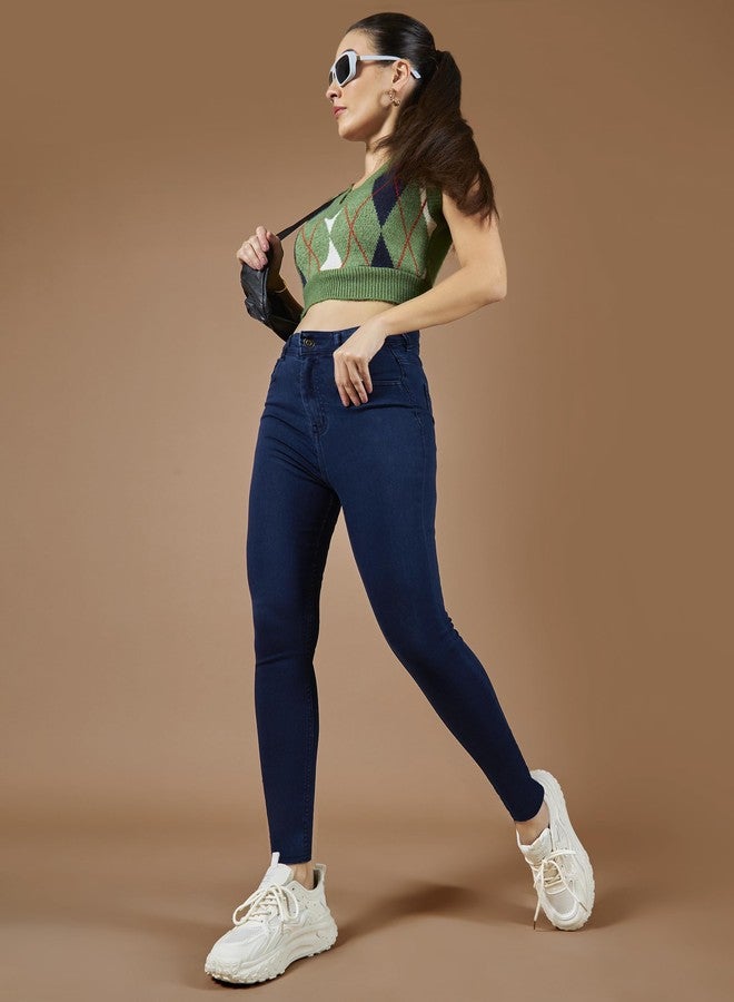 مس تشايس بنطلون جينز نسائي ضيق بخصر عالٍ قابل للتمدد من Miss Chase (مقاسات كبيرة) (MCAW18DEN02-77-323-34، أزرق فضائي، 34) - Image 5