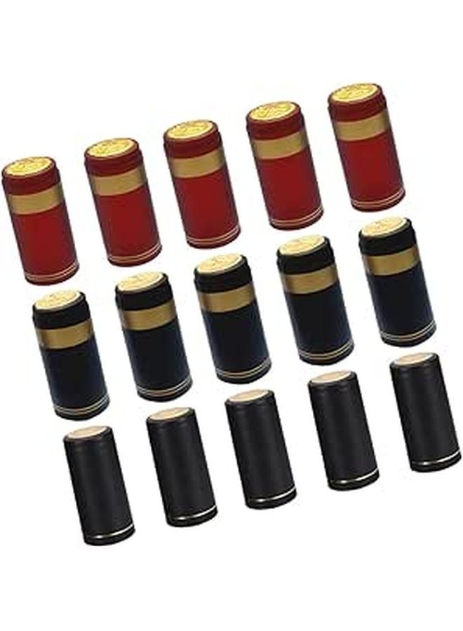 Heat Shrink Wine Bottle Caps 150pcs PVC Seal Film Dark Red Gold Edge - Image 1