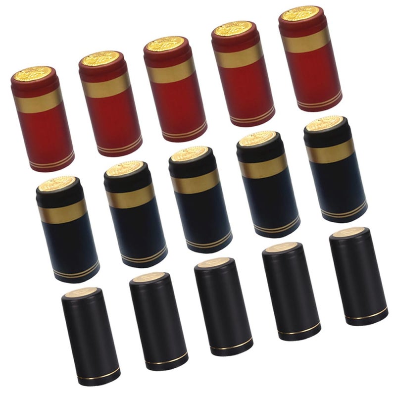Heat Shrink Wine Bottle Caps 150pcs PVC Seal Film Dark Red Gold Edge - Image 2