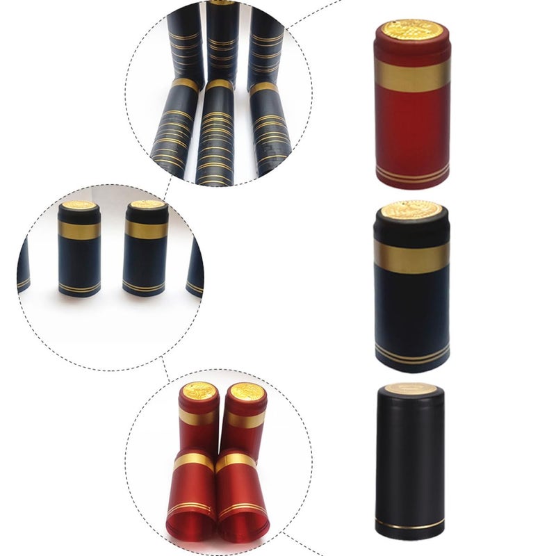 Heat Shrink Wine Bottle Caps 150pcs PVC Seal Film Dark Red Gold Edge - Image 5