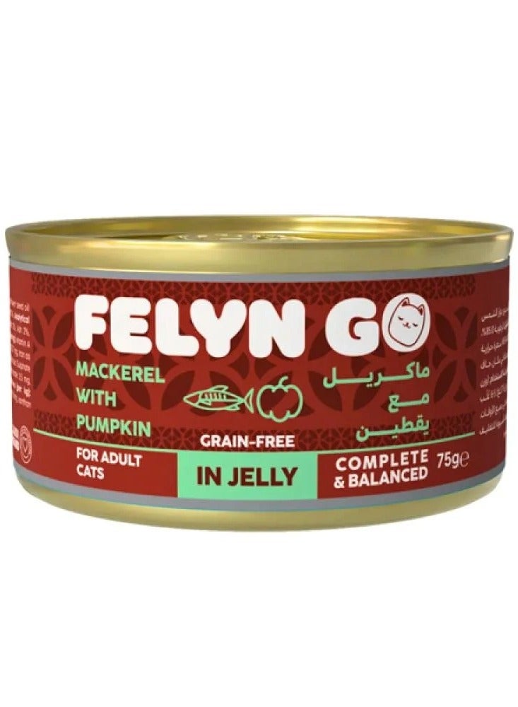 Felyn GO Cat Wet Food Mackerel With Pumpkin in Jelly For Adult Cats- 6x75g - Grain-Free Cat Food - Image 2