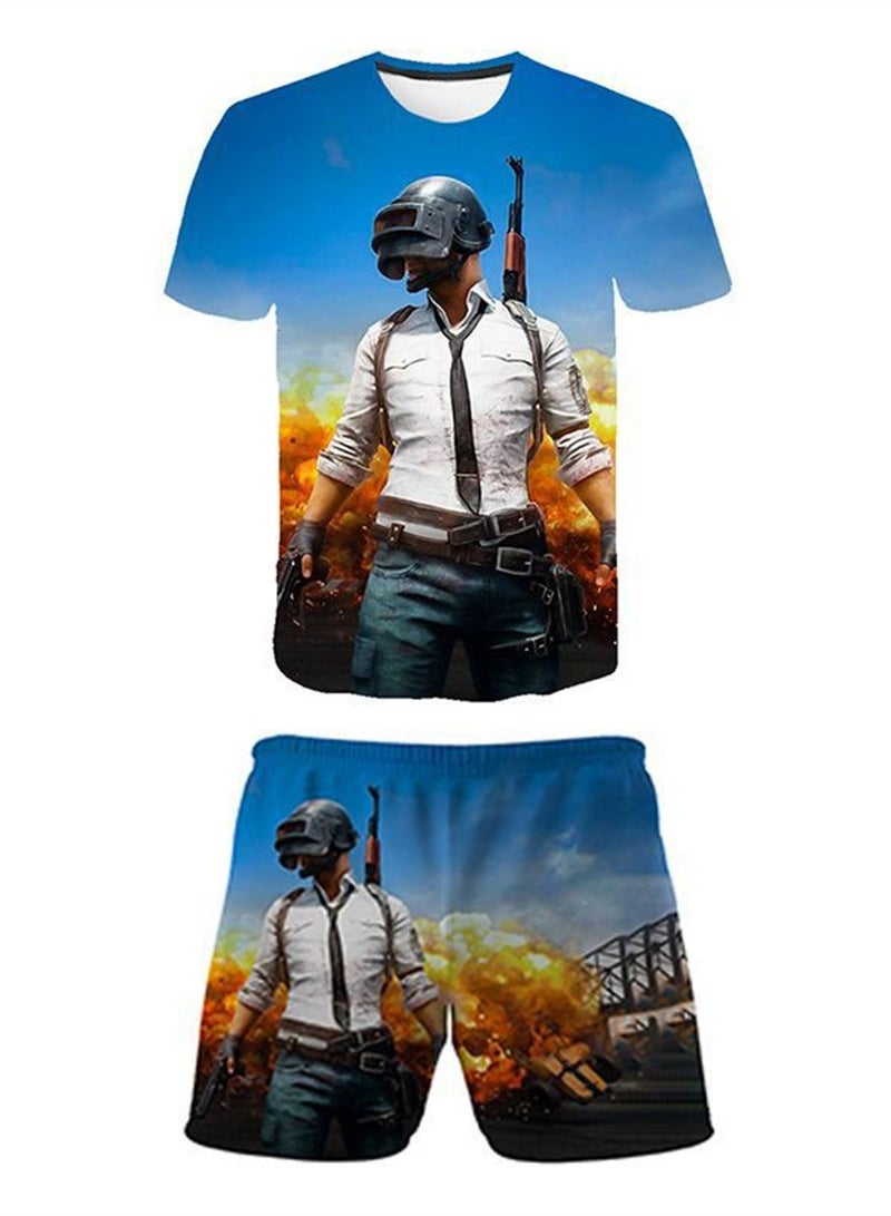 Game Fortnite set 3D digital printing personalized breathable children's T-shirt shorts set - Image 1
