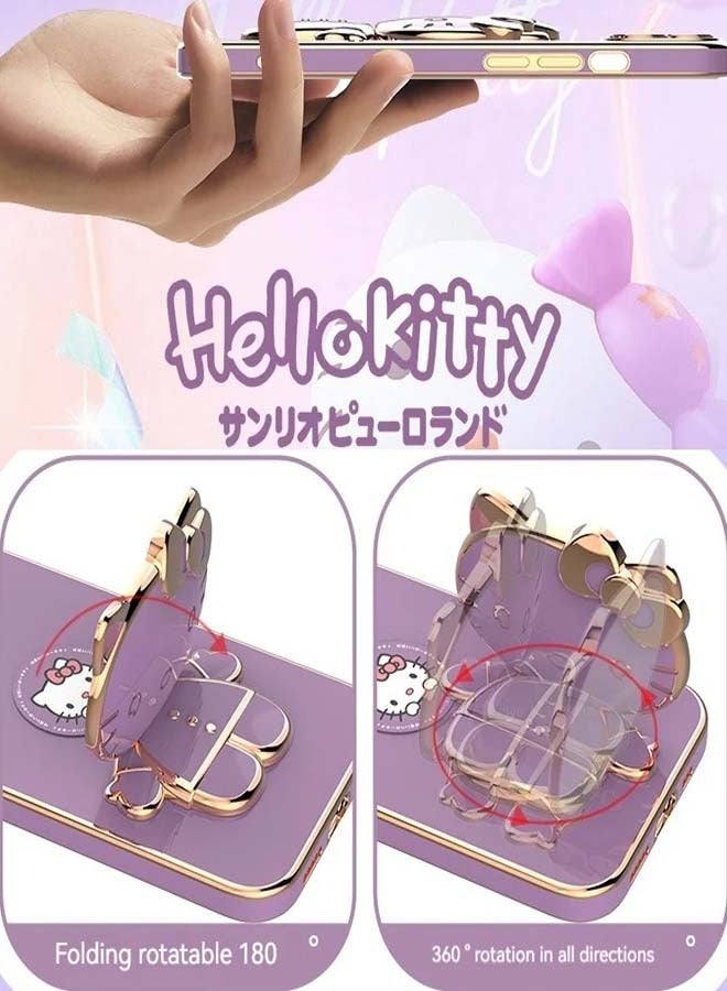 هالو كيتي مناسبة لـ Realme 12x 5G حامل مغناطيسي مطلي بالكهرباء، حافظة واقية للهاتف المحمول، حامل مكياج، حافظة هاتف محمول - Image 2