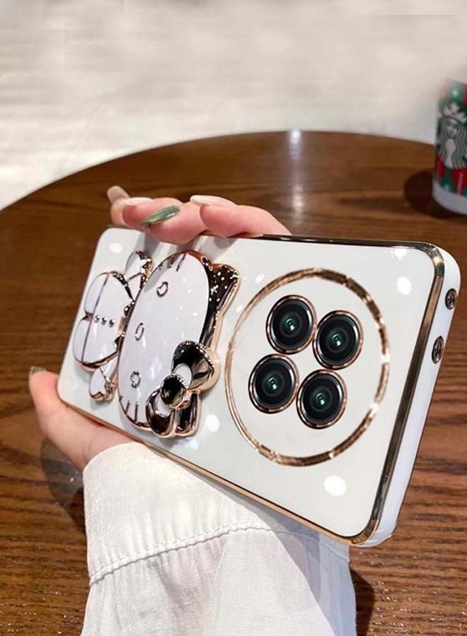 هالو كيتي مناسبة لـ Realme 12x 5G حامل مغناطيسي مطلي بالكهرباء، حافظة واقية للهاتف المحمول، حامل مكياج، حافظة هاتف محمول - Image 1