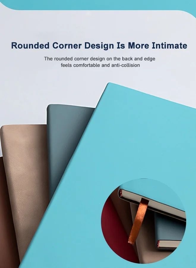 دي تي جي بي دفتر ملاحظات مقاس A4، دفتر ملاحظات بسيط من الجلد المقلد ذو الغلاف الصلب المضغوط، دفتر ملاحظات مكتبي للأعمال، 200 صفحة باللون الأزرق - Image 5