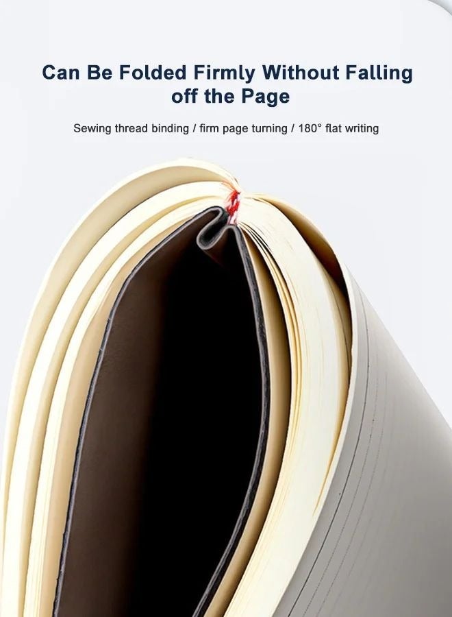 دي تي جي بي دفتر ملاحظات مقاس A4، دفتر ملاحظات بسيط من الجلد المقلد ذو الغلاف الصلب المضغوط، دفتر ملاحظات مكتبي للأعمال، 200 صفحة باللون الأزرق - Image 4