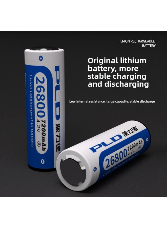 Generic - Pareto 26800A Pointed Lithium Battery High Capacity 7200 MA Flashlight Rechargeable Lithium Battery-Color:Blue - Image 1