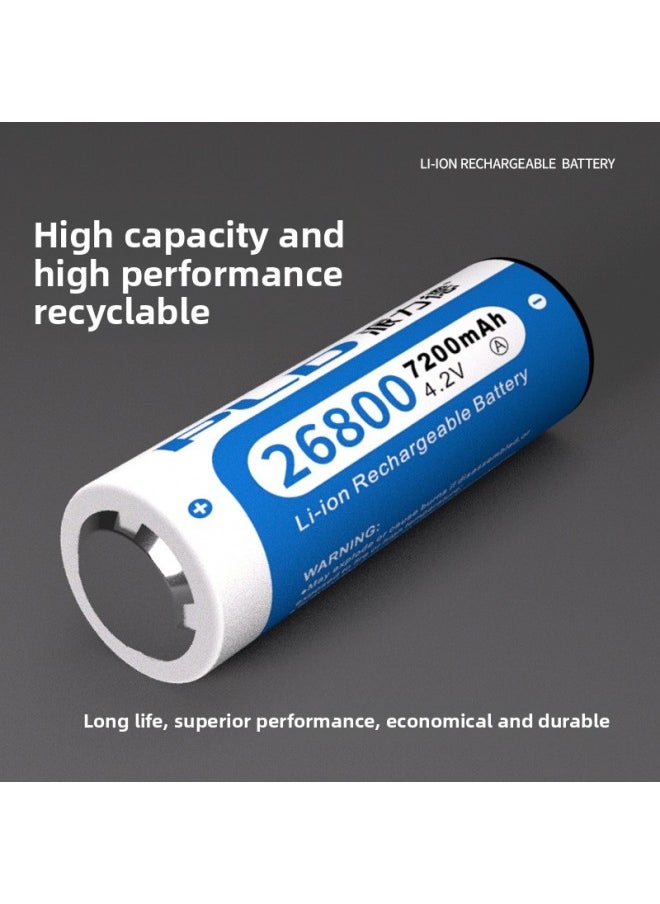 Generic - Pareto 26800A Pointed Lithium Battery High Capacity 7200 MA Flashlight Rechargeable Lithium Battery-Color:Blue - Image 1