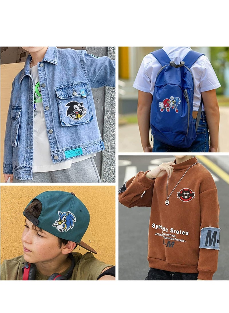 16 Embroidered Sonic Iron on Patches for Kids and Adults, Perfect for Clothing, Jeans, Jackets, Hats, Shoes, and Backpacks - Image 5