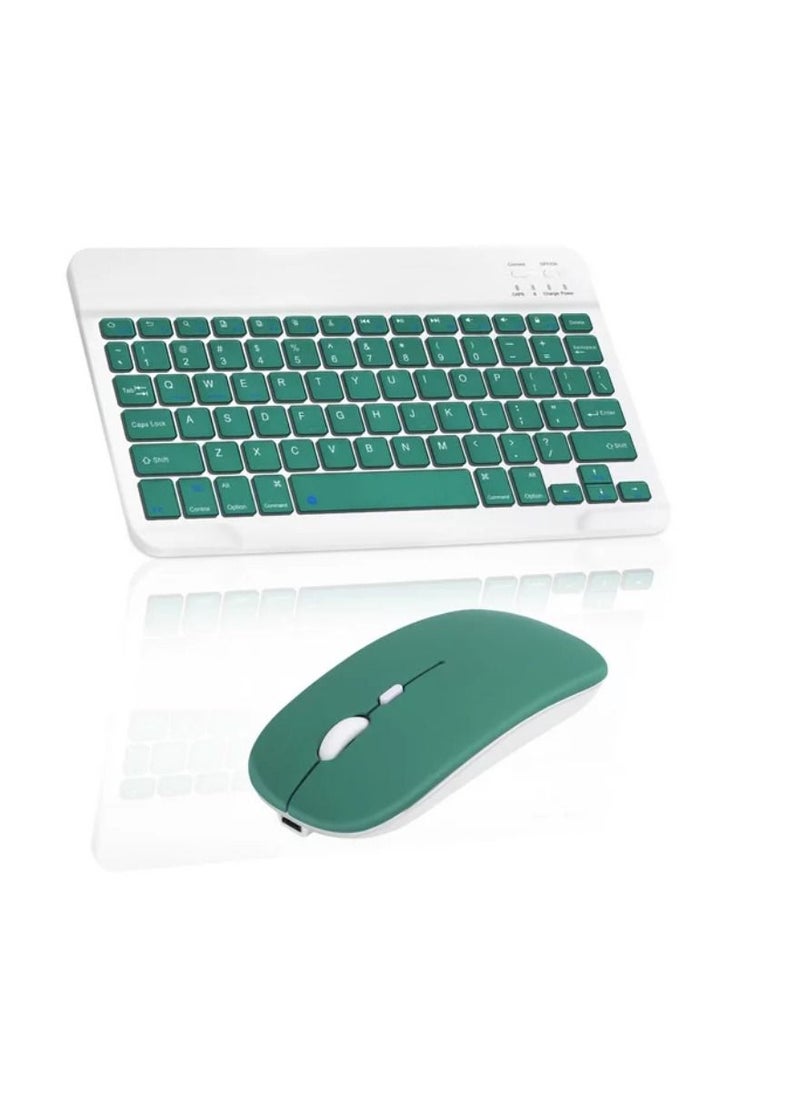 Yuwell Universal Portable Rechargeable Mini Wireless Keyboard And Mouse Combo For Tablet Mobile Phones iPhone IOS Android And Windows Phones Green/White  - Image 1