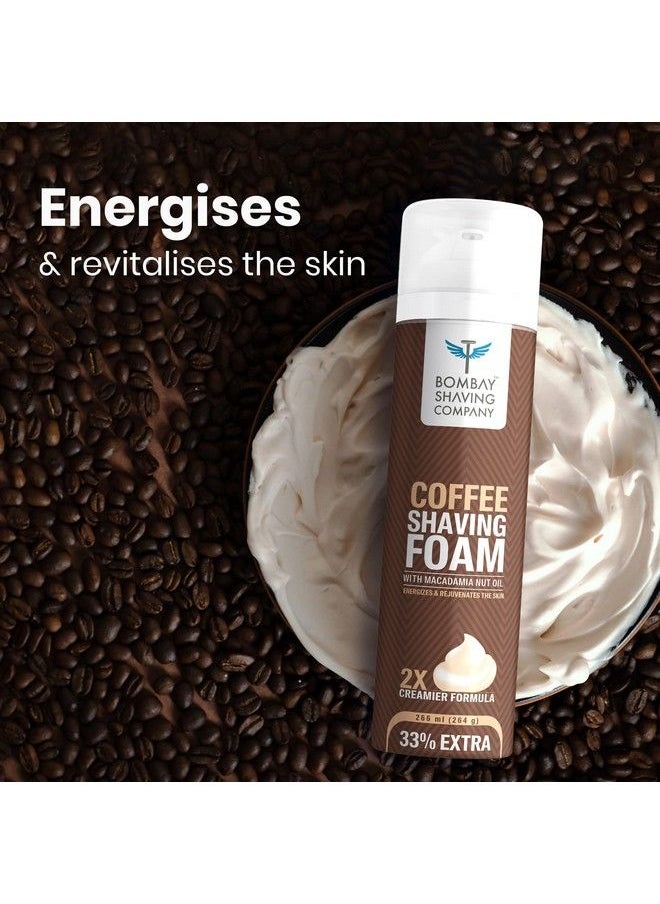 BOMBAY SHAVING COMPANY Coffee Shaving Foam With Coffee Extracts Macadamia Nut Oil Olive Oil And 2X Creamier Formulae For Superior Glide And Protection 266 Ml (33% Extra) Pack Of 2  - Image 4