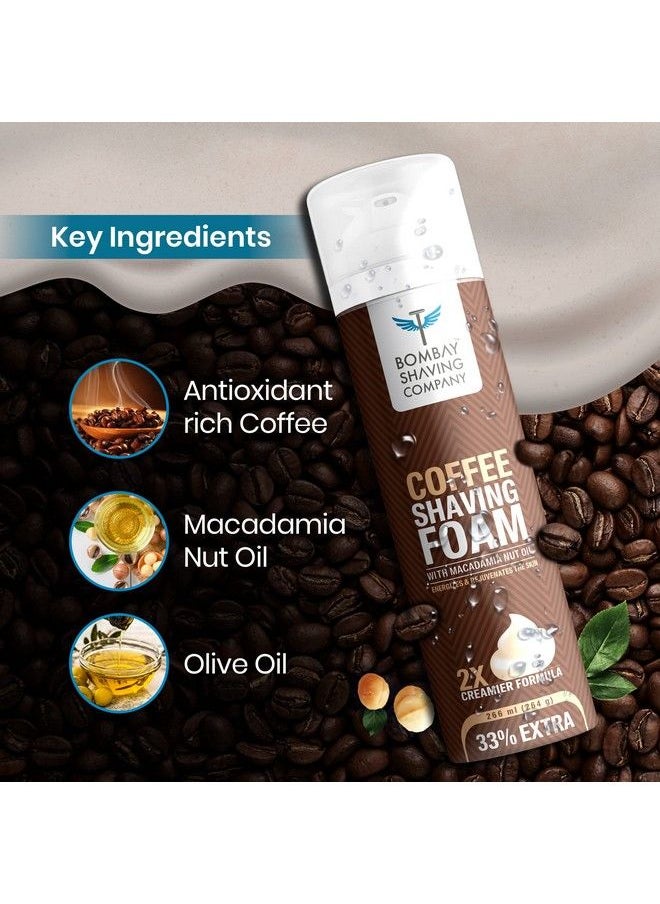 BOMBAY SHAVING COMPANY Coffee Shaving Foam With Coffee Extracts Macadamia Nut Oil Olive Oil And 2X Creamier Formulae For Superior Glide And Protection 266 Ml (33% Extra) Pack Of 2  - Image 5
