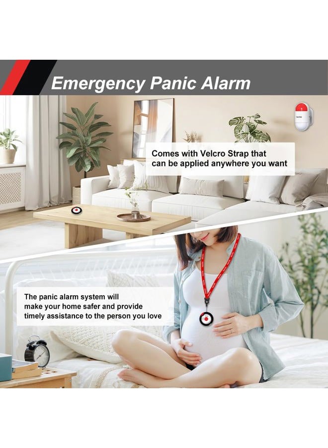 taoctee Panic Button Alarm with Siren Strobe Remote Control Emergency Alarm for Home Business Lightweight Compact with Lanyard (Battery/USB) - Image 5