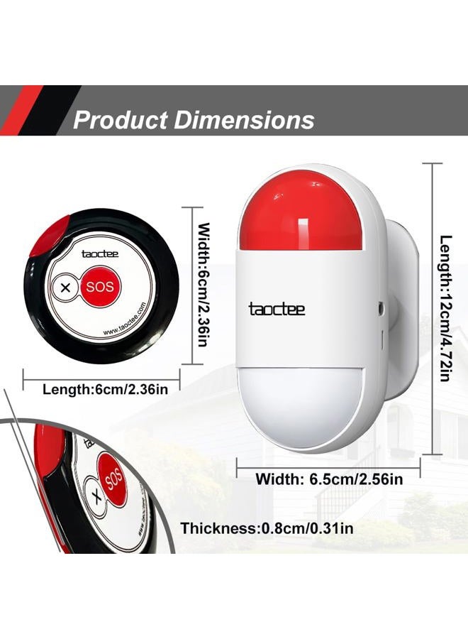 taoctee Panic Button Alarm with Siren Strobe Remote Control Emergency Alarm for Home Business Lightweight Compact with Lanyard (Battery/USB) - Image 2