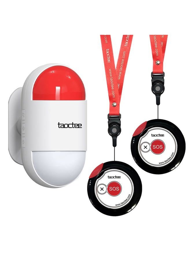 taoctee Panic Button Alarm with Siren Strobe Remote Control Emergency Alarm for Home Business Lightweight Compact with Lanyard (Battery/USB) - Image 1