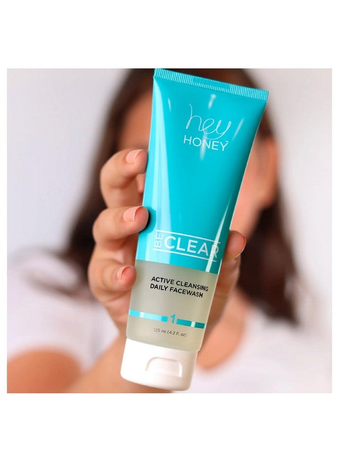 Hey Honey Skincare Be Clear Acne Routine Daily Active Cleansing Face Wash Youth & Young Adults Blemishes Prone Propolis & Gentle Exfoliating Acids Fast & Long Lasting Oil Control 5 Fl Oz - Image 4
