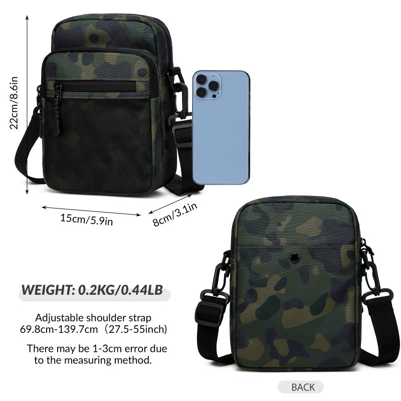 Lohol Small Messenger Bag for Men Women, Water Resistant Adjustable Cross Body Bag Shoulder Bag for Travel Sports (Camo Green) - Image 4