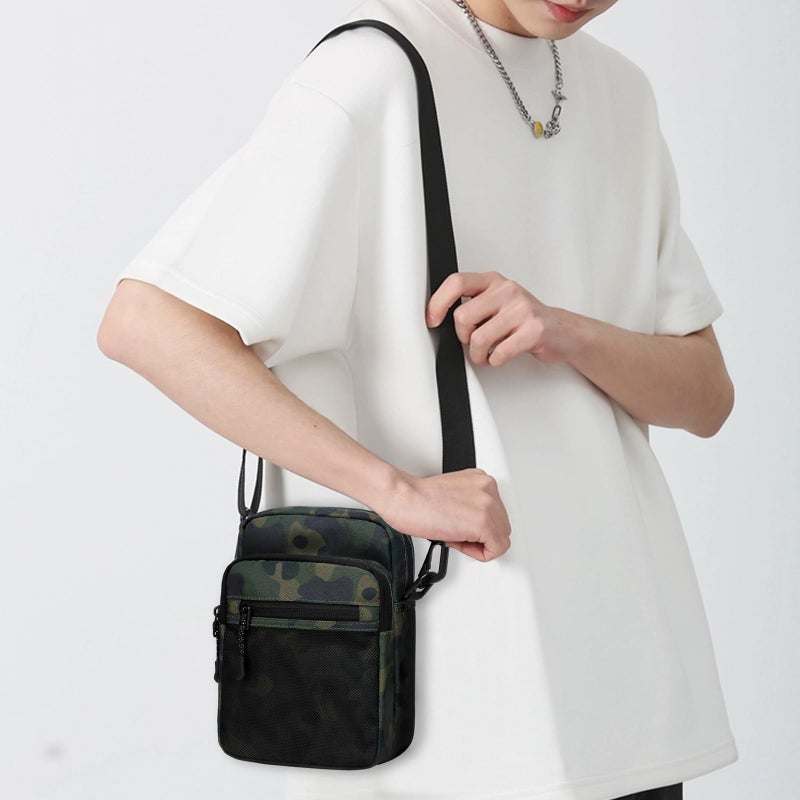 Lohol Small Messenger Bag for Men Women, Water Resistant Adjustable Cross Body Bag Shoulder Bag for Travel Sports (Camo Green) - Image 3