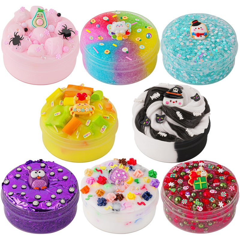 Okaybee 8 x 100ml Textures Slimes Kit for Kids Slime Variety Pack Different Textures with Snow Fizz Sequins Butter Bead Slime Slimes Party Favors for Girls Boys Birthday Easter Toy - Image 2
