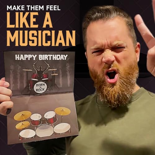 100 GREETINGS Interactive Music Birthday Card - Playable Musical Birthday Cards for Men, Unique Gift for Guitar Players, Drummers & Pianist, Musician Friends & Son, Musical Instrument Touch to Play (Drums) - Image 3