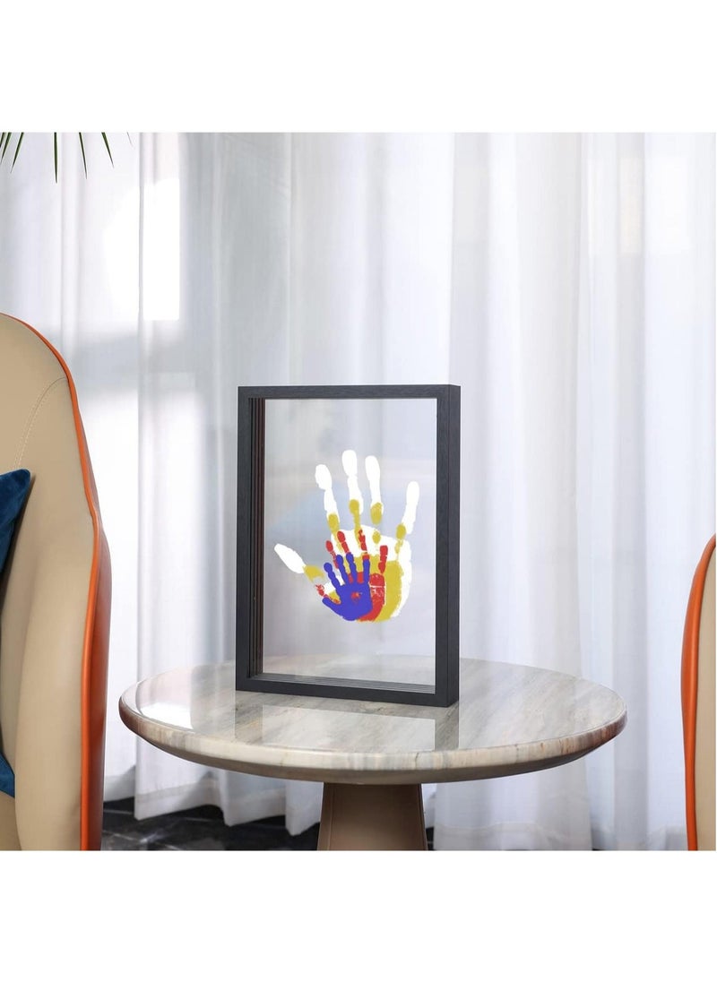 Hihonor Family Handprint Kit, DIY Craft Keepsake Wooden Frame, Endless Gift Set, Non-Toxic Paints, Transparent Sheets (Black) - Image 2