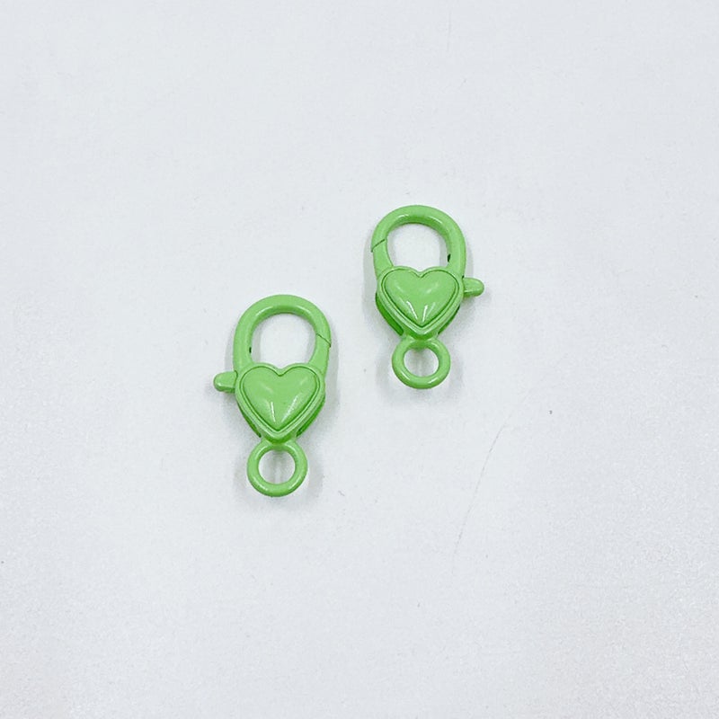 DIY Jewelry Colorful Painted Heart Lobster Clasp Retro Keychain apple green 