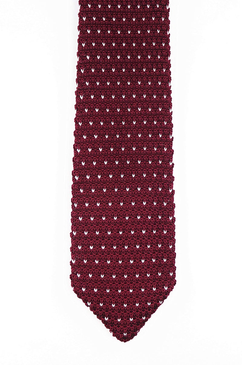 Secdtie Men Boys Wine Red Knitted Neck Tie Burgundy Accessory Narrow Necktie Gift for Husband - Image 3