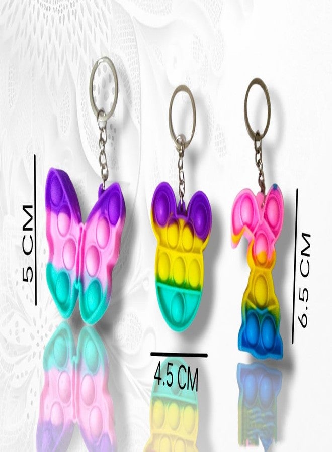 CREATIVE PENCIL 12 Pcs Rainbow Pop it Key Chain Stress Relief Toy Bubble Fidget Popping Sensory Toy Birthday Return Gift for Kids, Boys & Girls (Pack of 12) - Image 2